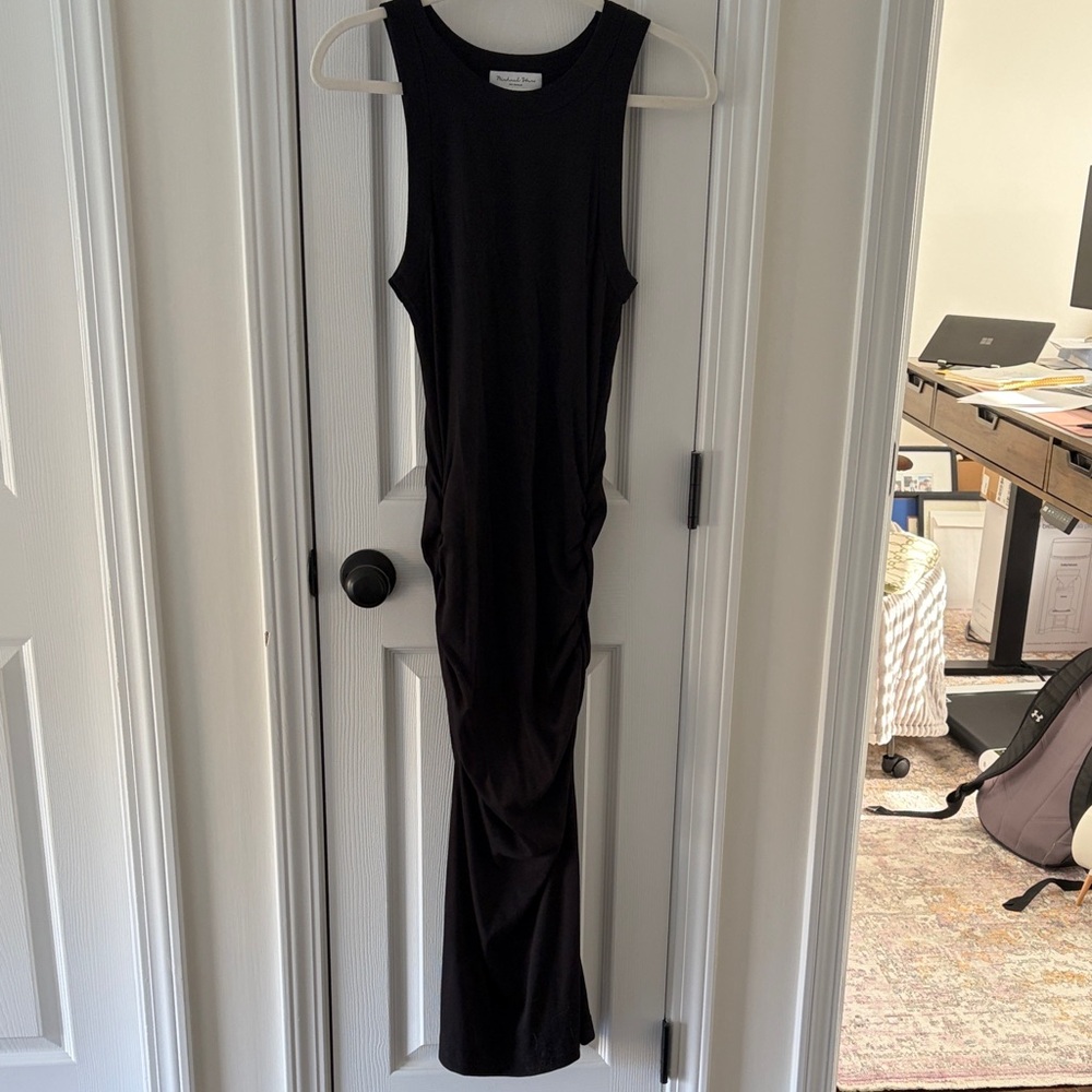 Michael Stars Black Ribbed Crewneck Maxi Dress